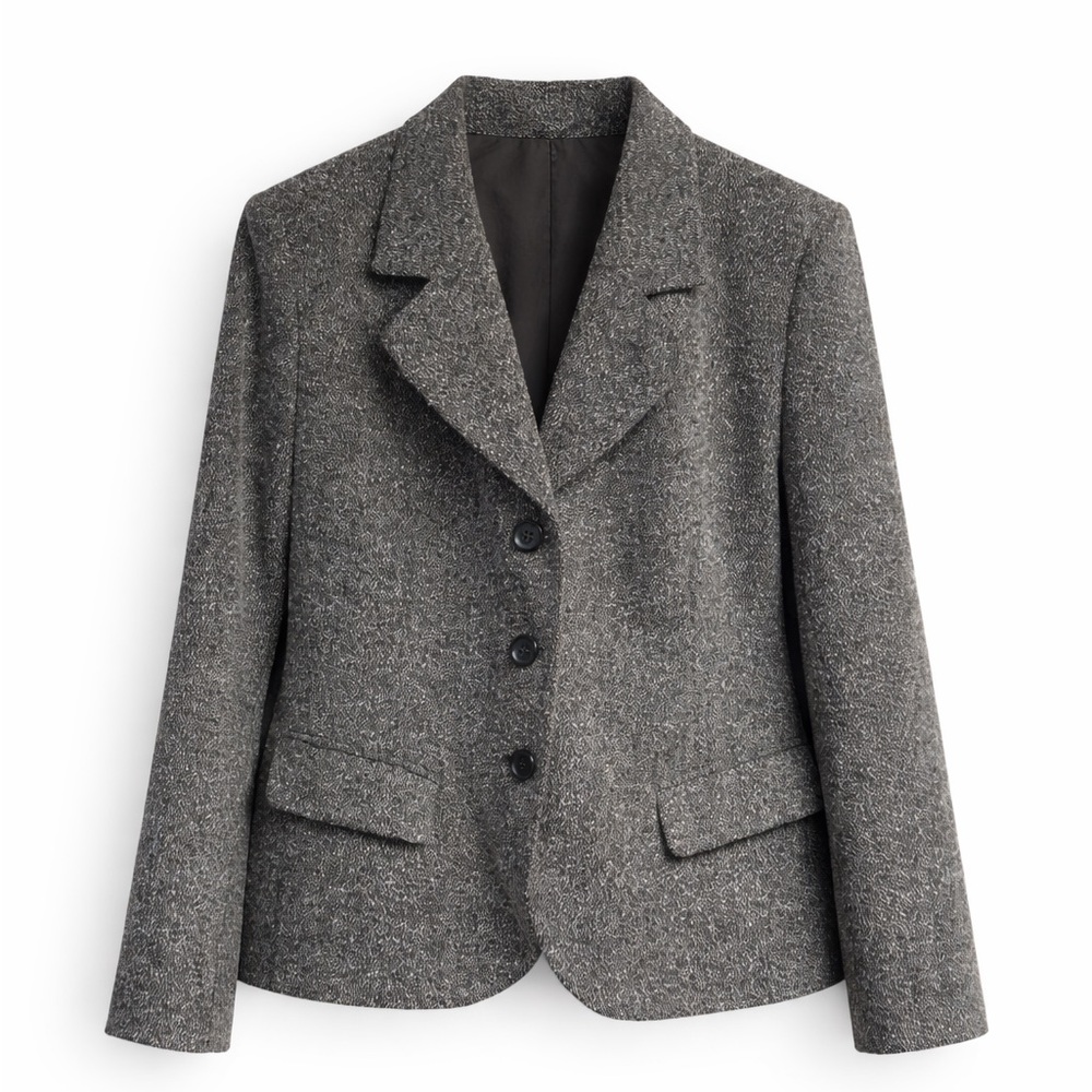 Vintage Bridgetown Collection Marbled Gray Blazer – Size 14 Structured Classic